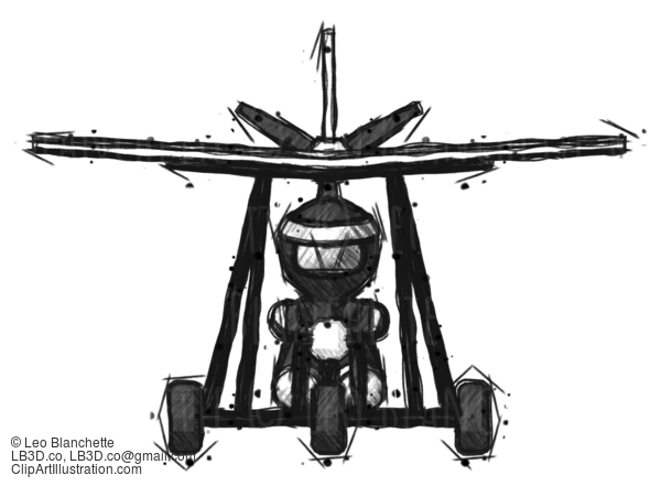 Sketch Ninja Warrior Man In Ultralight Aircraft Front View #15374