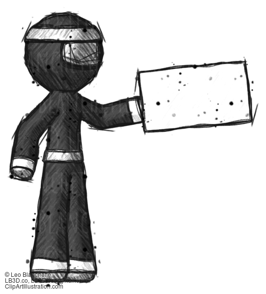 Sketch Ninja Warrior Man Holding Large Envelope #15404