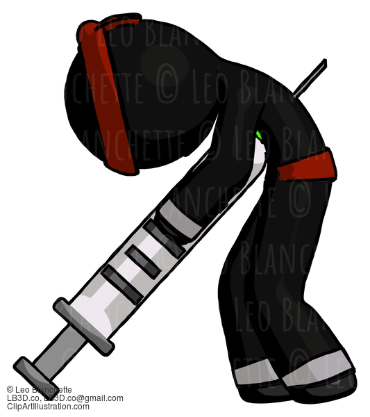 Black Ninja Warrior Man Lethal Injection, Impaled On Syringe #5872