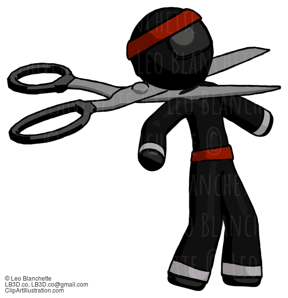 Black Ninja Warrior Man Scissor Beheading Office Worker Execution #5874