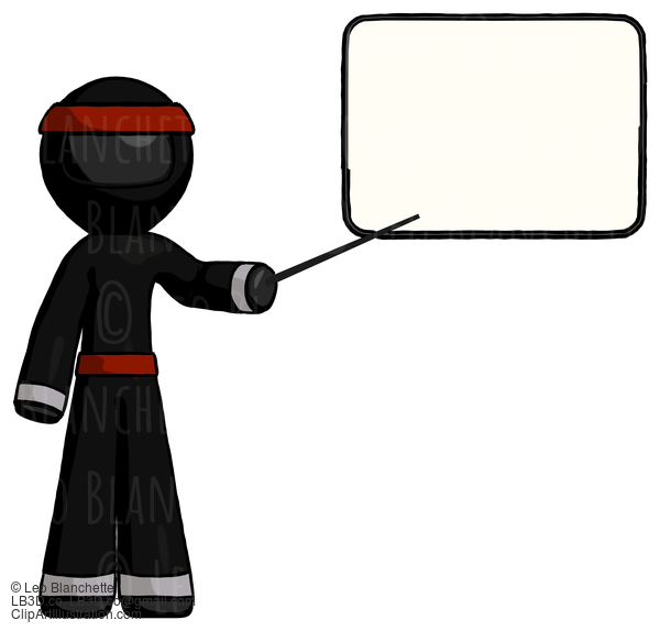 Black Ninja Warrior Man Giving Presentation In Front Of Dry-Erase Board #5882