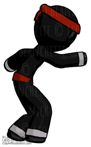 Black Ninja Warrior Man Sneaking While Reaching For Something #5890