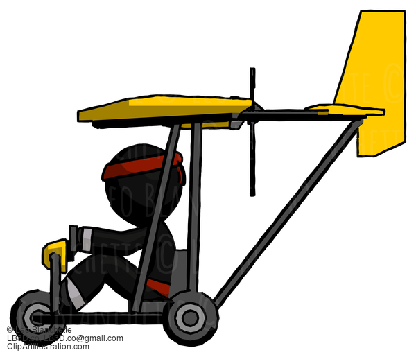 Black Ninja Warrior Man In Ultralight Aircraft Side View #5914