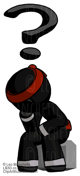 Black Ninja Warrior Man Thinker Question Mark Concept #5915