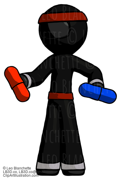 Black Ninja Warrior Man Red Pill Or Blue Pill Concept #5932