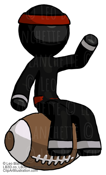 Black Ninja Warrior Man Sitting On Giant Football #5941