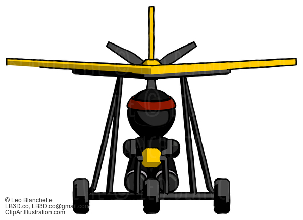 Black Ninja Warrior Man In Ultralight Aircraft Front View #5946