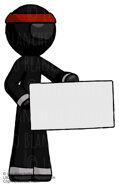 Black Ninja Warrior Man Presenting Large Envelope #5992