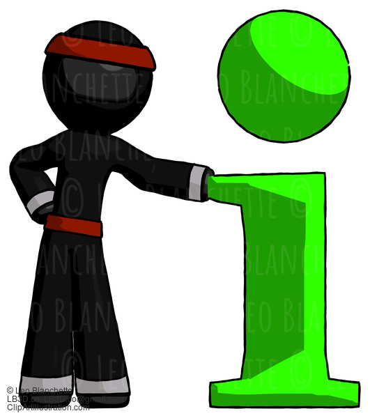 Black Ninja Warrior Man With Info Symbol Leaning Up Against It #6014