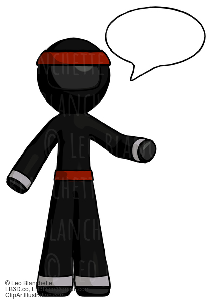 Black Ninja Warrior Man With Word Bubble Talking Chat Icon #6038