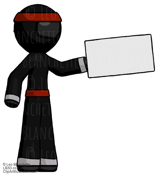 Black Ninja Warrior Man Holding Large Envelope #6053