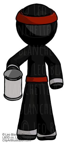 Black Ninja Warrior Man Begger Holding Can Begging Or Asking For Charity #6096