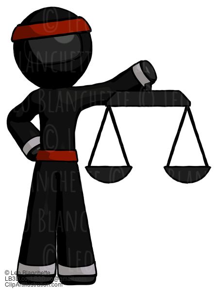 Black Ninja Warrior Man Holding Scales Of Justice #6137