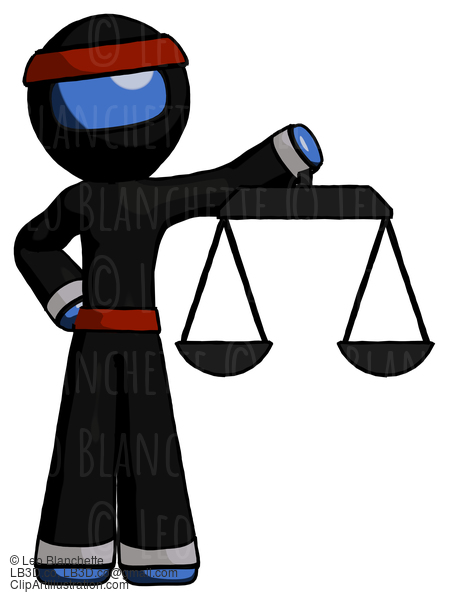 Blue Ninja Warrior Man Holding Scales Of Justice #6778