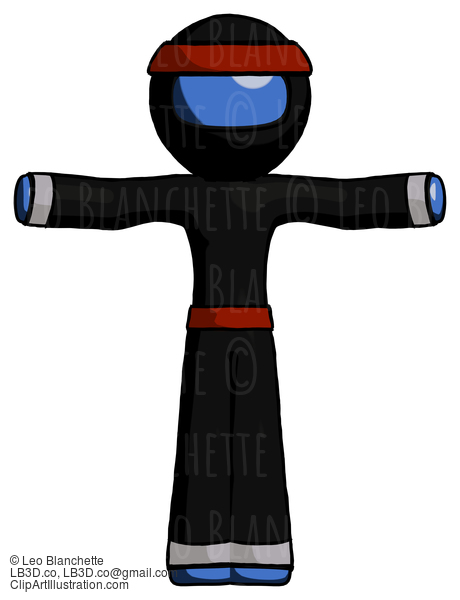 Blue Ninja Warrior Man T-Pose Arms Up Standing #6780