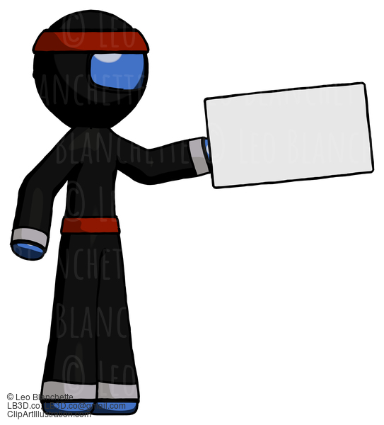 Blue Ninja Warrior Man Holding Large Envelope #6796