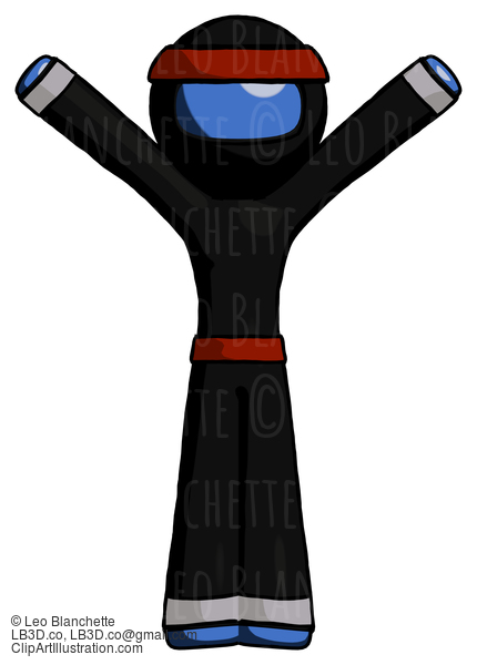 Blue Ninja Warrior Man With Arms Out Joyfully #6808