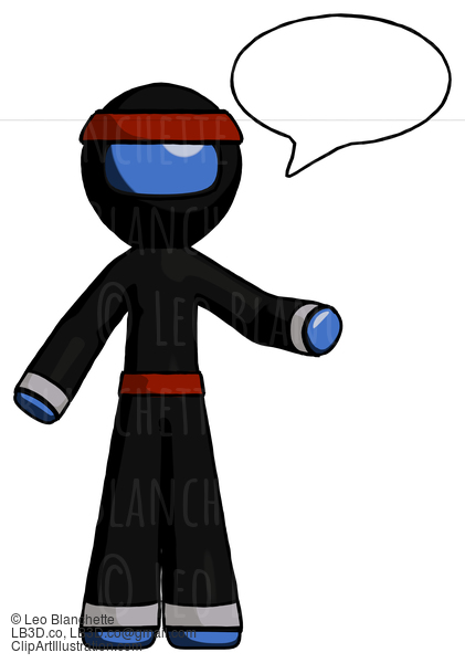 Blue Ninja Warrior Man With Word Bubble Talking Chat Icon #6816