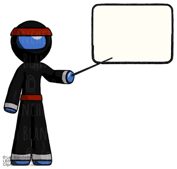 Blue Ninja Warrior Man Giving Presentation In Front Of Dry-Erase Board #6826