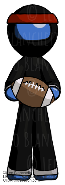 Blue Ninja Warrior Man Giving Football To You #6882