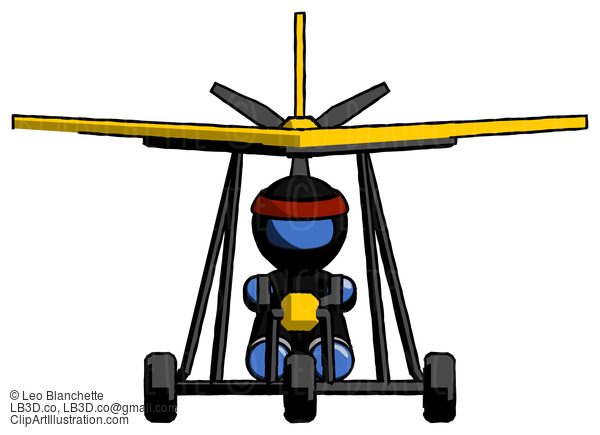 Blue Ninja Warrior Man In Ultralight Aircraft Front View #6904