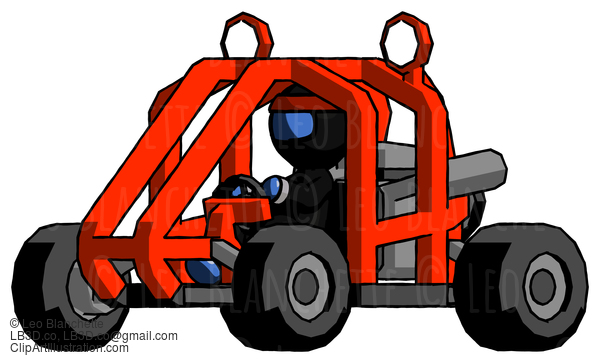 Blue Ninja Warrior Man Riding Sports Buggy Side Angle View #6972