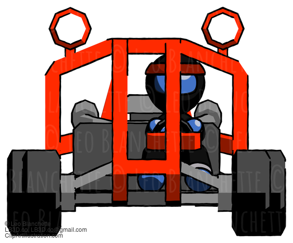 Blue Ninja Warrior Man Riding Sports Buggy Front View #7017