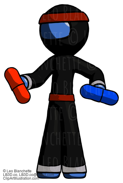 Blue Ninja Warrior Man Red Pill Or Blue Pill Concept #7051