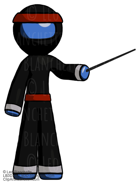 Blue Ninja Warrior Man Teacher Or Conductor With Stick Or Baton Directing #7052