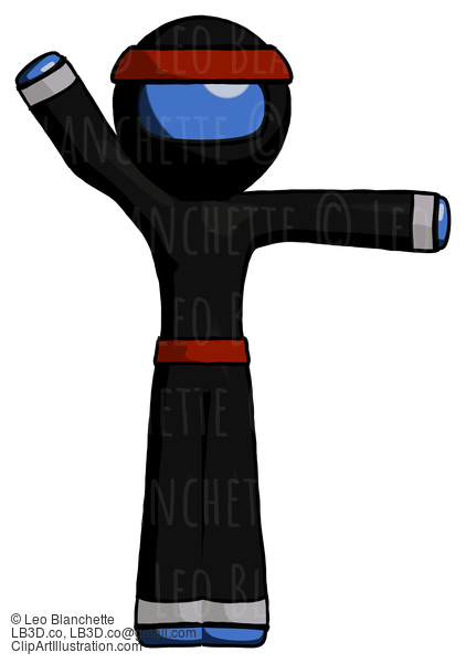 Blue Ninja Warrior Man Directing Traffic Right #7072