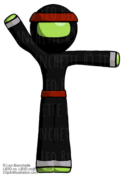 Green Ninja Warrior Man Directing Traffic Right #5251