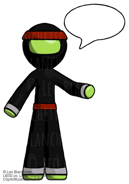 Green Ninja Warrior Man With Word Bubble Talking Chat Icon #5257