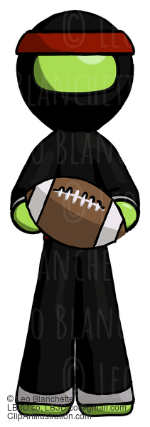 Green Ninja Warrior Man Giving Football To You #5275