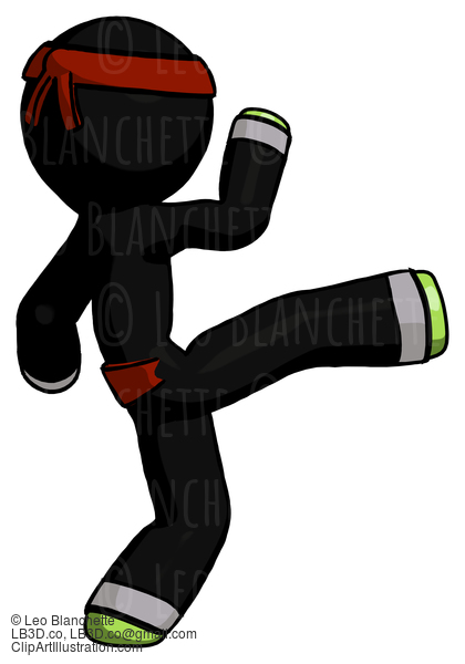 Green Ninja Warrior Man Kick Pose #5289