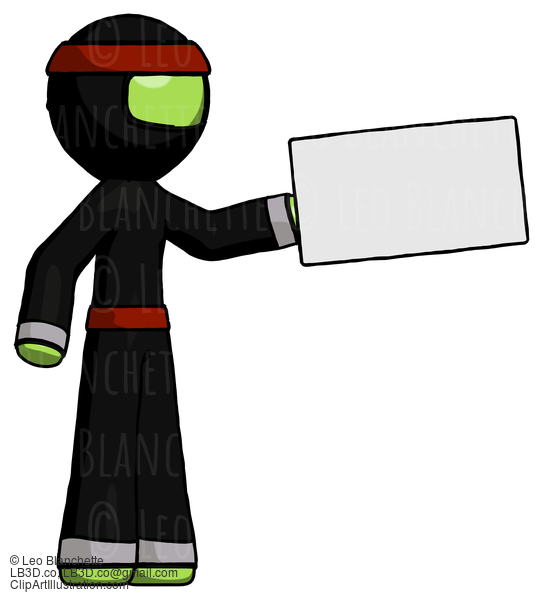 Green Ninja Warrior Man Holding Large Envelope #5293