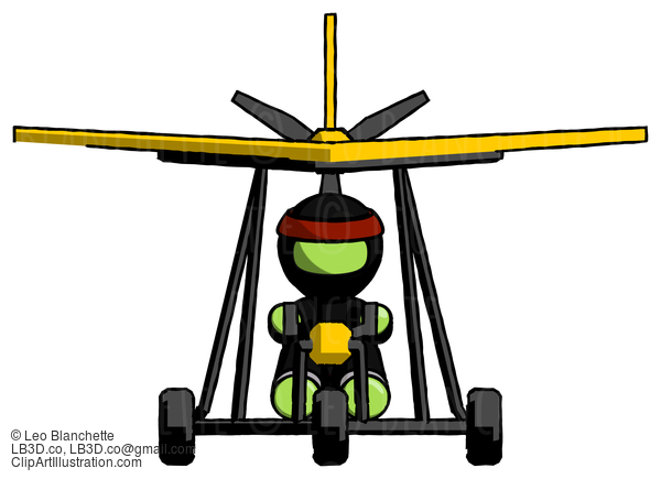 Green Ninja Warrior Man In Ultralight Aircraft Front View #5296