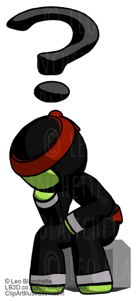 Green Ninja Warrior Man Thinker Question Mark Concept #5301