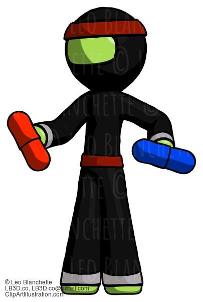 Green Ninja Warrior Man Red Pill Or Blue Pill Concept #5303