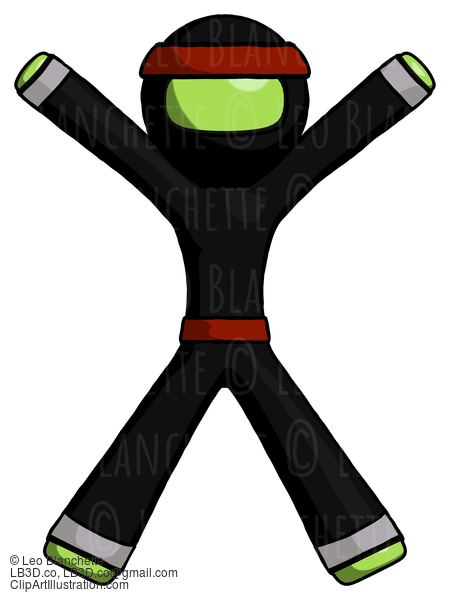 Green Ninja Warrior Man Jumping Or Flailing #5323