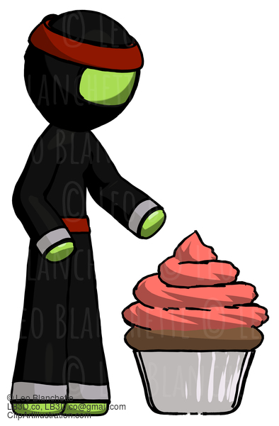 Green Ninja Warrior Man With Giant Cupcake Dessert #5324