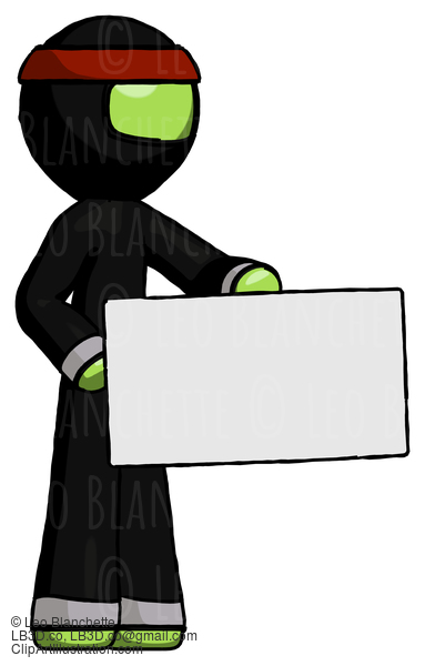 Green Ninja Warrior Man Presenting Large Envelope #5325