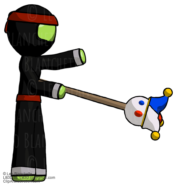 Green Ninja Warrior Man Holding Jesterstaff - I Dub Thee Foolish Concept #5346