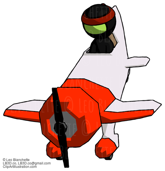 Green Ninja Warrior Man In Geebee Stunt Plane Descending Front Angle View #5369