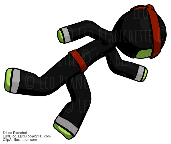 Green Ninja Warrior Man Running While Falling Down #5383