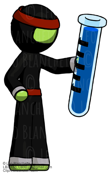 Green Ninja Warrior Man Holding Large Test Tube #5387