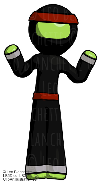 Green Ninja Warrior Man Shrugging Confused #5419