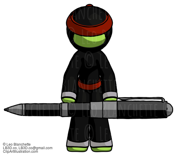 Green Ninja Warrior Man Weightlifting A Giant Pen #5484