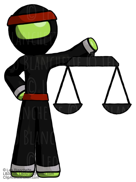 Green Ninja Warrior Man Holding Scales Of Justice #5490