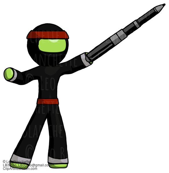 Green Ninja Warrior Man Demonstrating That Indeed The Pen Is Mightier #5497