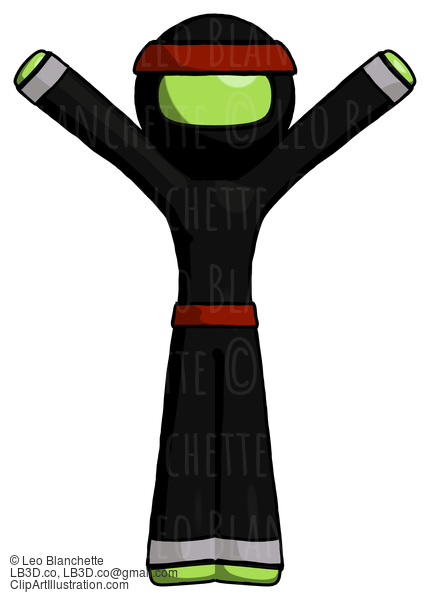 Green Ninja Warrior Man With Arms Out Joyfully #5502